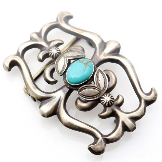 Turquoise & Silver Cast Buckle by Morgan