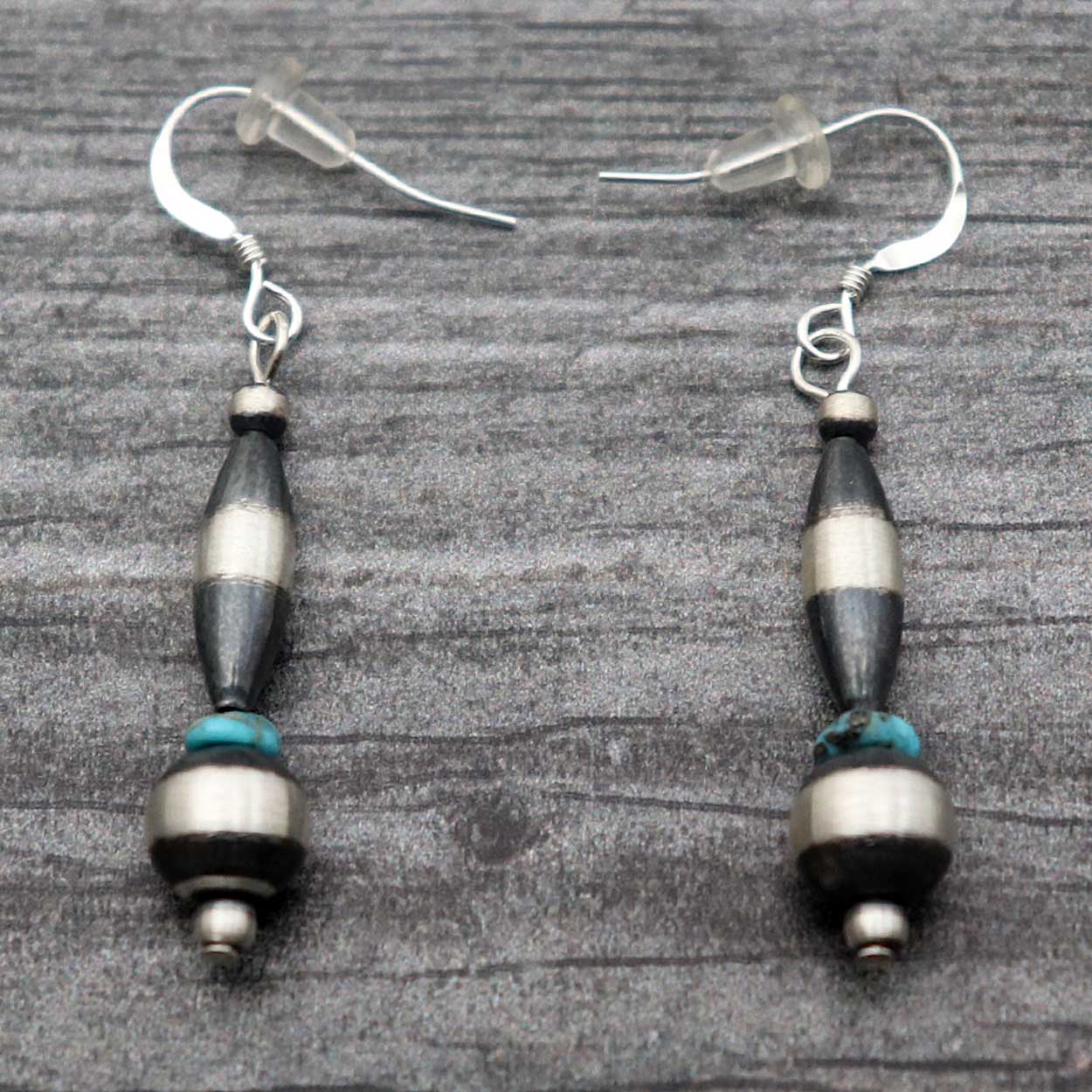 Sterling Silver Pearl Earrings With Turquoise Accent