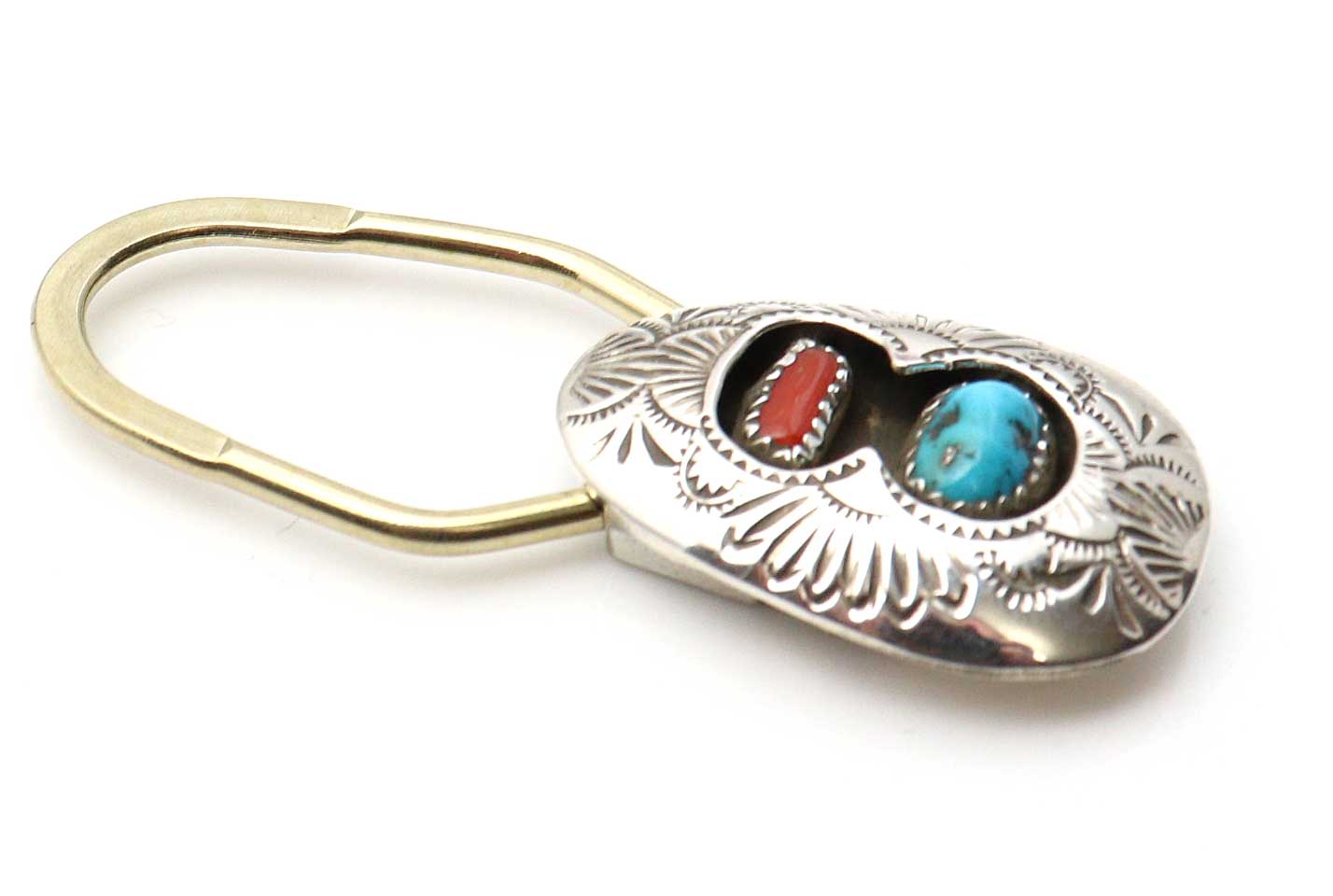 Turquoise & Coral Key Ring by Skeets