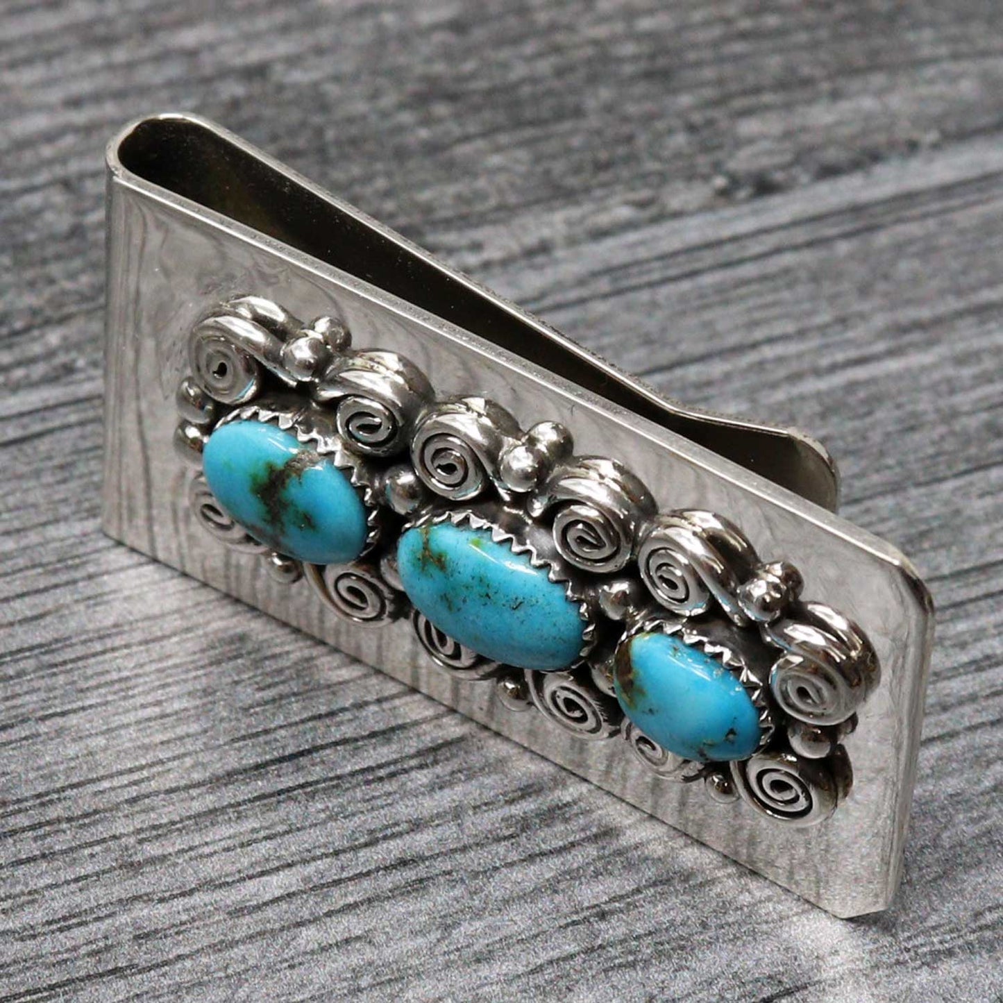 3 Stone Turquoise Money Clip by Jan Mariano