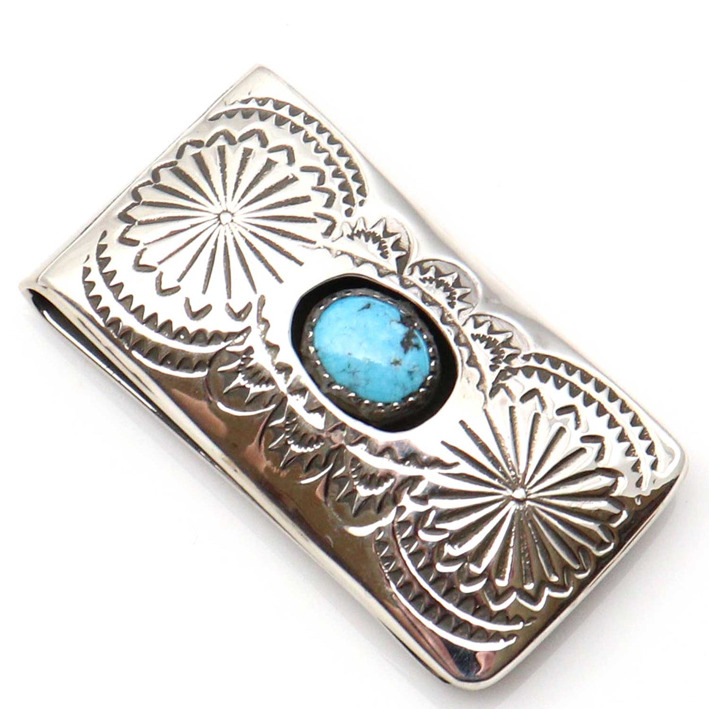 Navajo Hand Stamped Silver Money Clip By Skeets