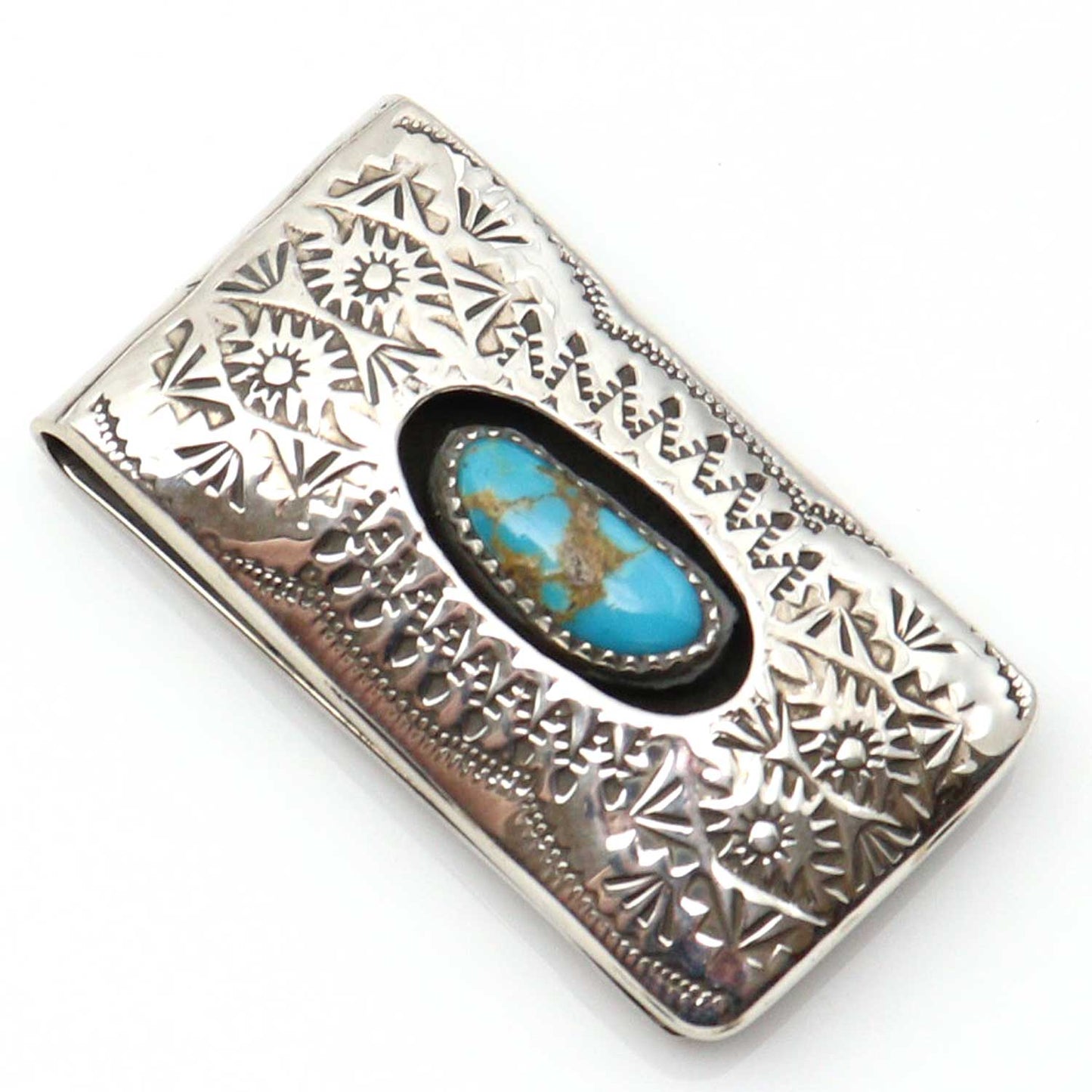 Navajo Hand Stamped Silver Money Clip By Skeets