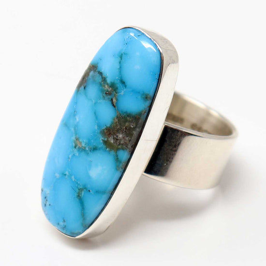 Adjustable Ring Featuring Kingman Turquoise by Milton Lee