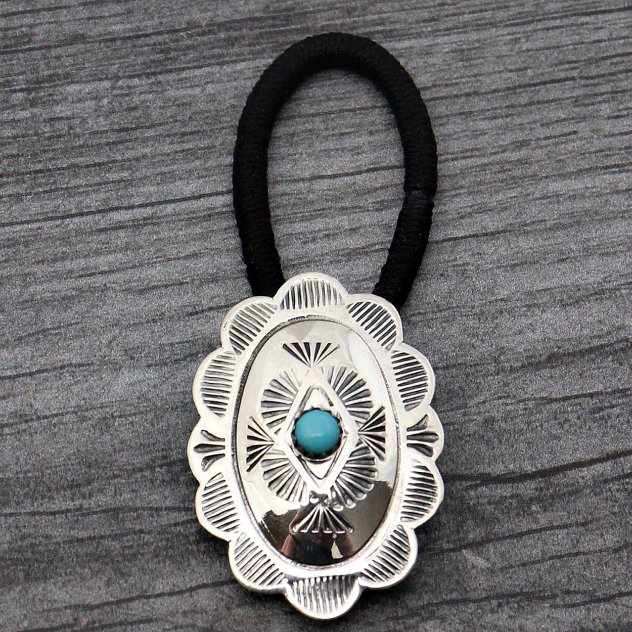 Turquoise & Silver Hair Tie by  Bertha Begay