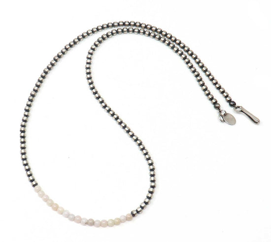 18" 3 mm Sterling Silver Navaho Pearls With Pink Conch Shell