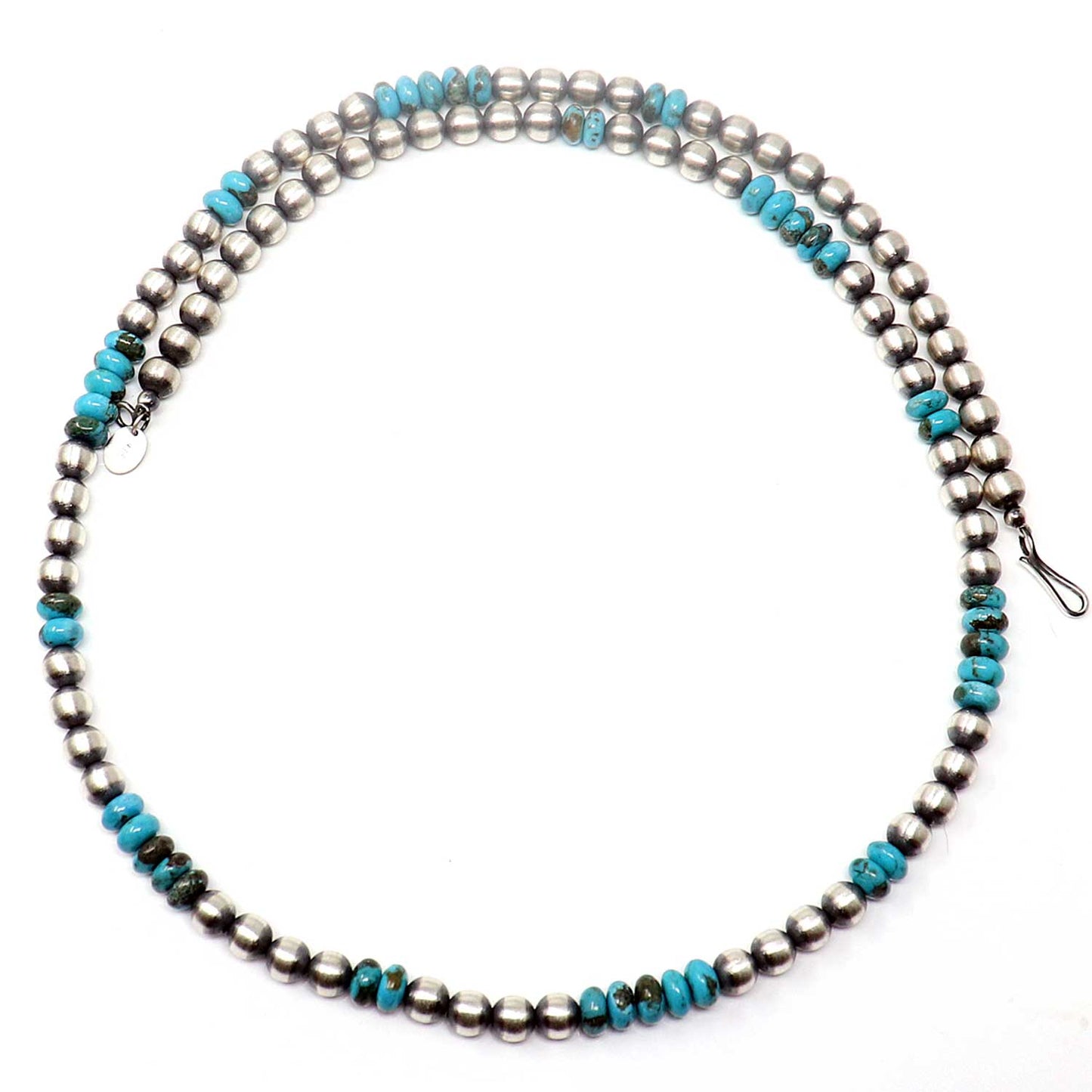 24" 6 mm Sterling Silver Pearls With Turquoise Accents