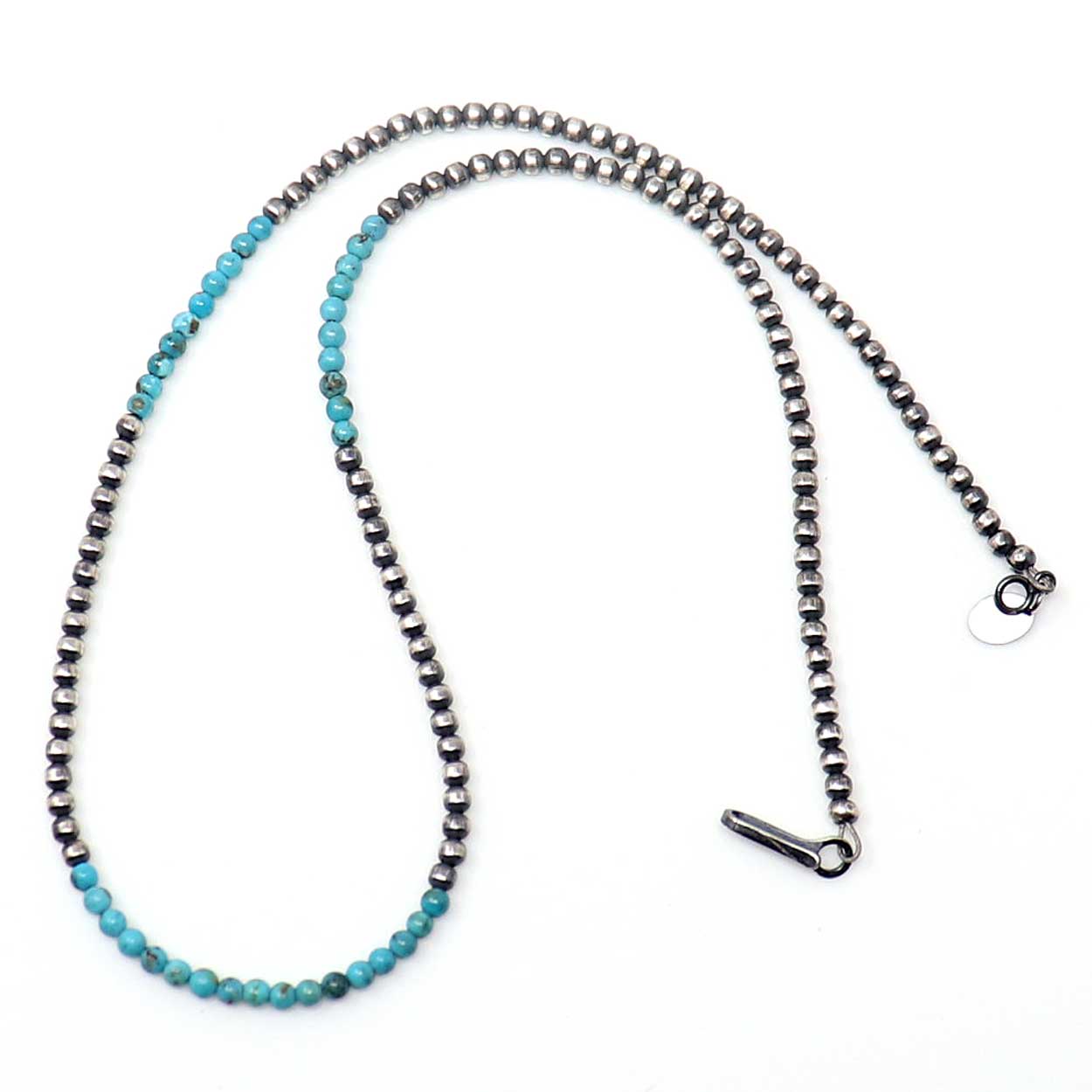 18" Silver Pearl Choker Featuring Turquoise Bead Accents