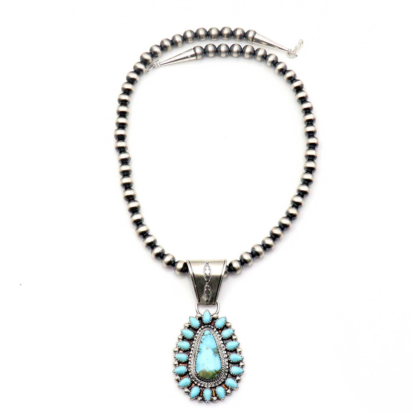 Kingman Turquoise Pendant & Navaho Pearls