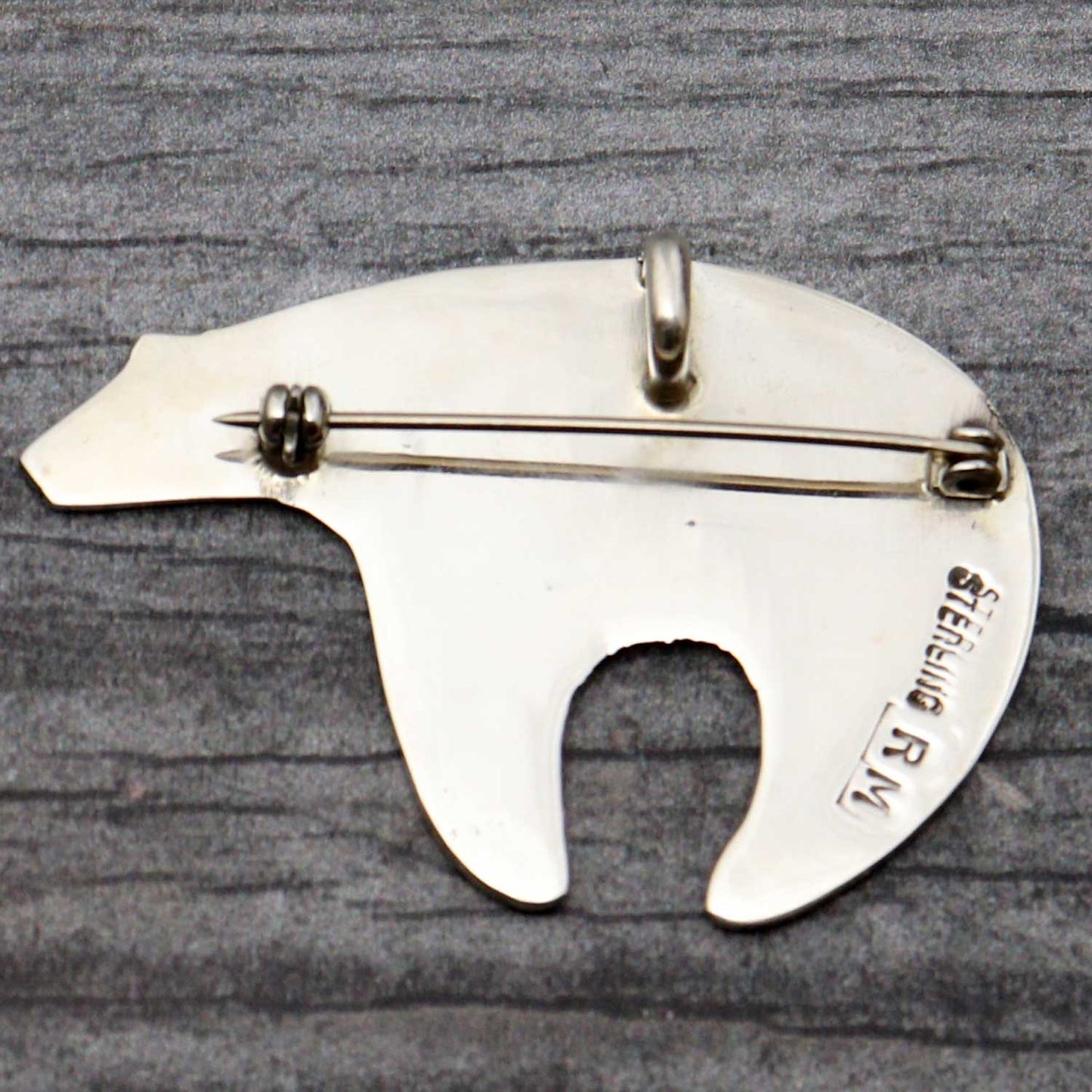 Sterling Silver Heartline Bear Pin-Pendant Combination