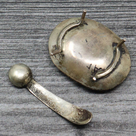 Stamped Silver Sugar Bowl Set - Miniature