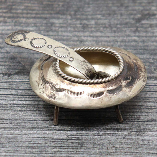 Stamped Silver Sugar Bowl Set - Miniature