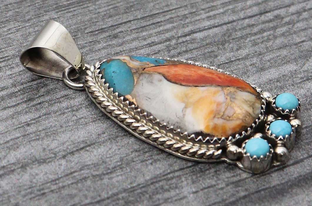 Oyster Copper Turquoise Pendant by Yazzie