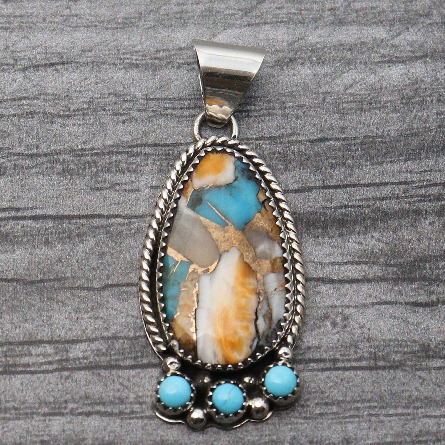 Oyster Copper Turquoise Pendant by Yazzie