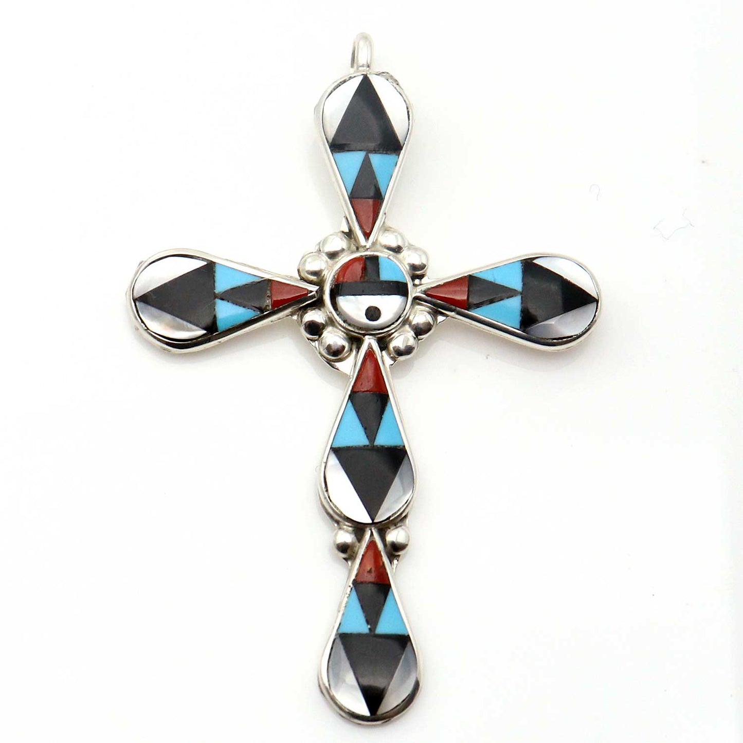 Zuni Inlay Cross Pendant by Florence Lucio