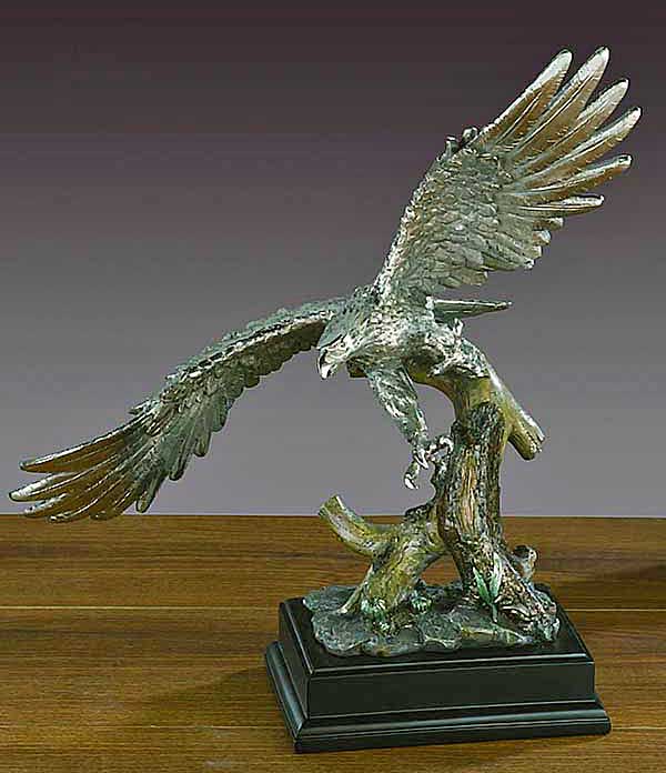 Pewter Style Eagle in Flight Statue