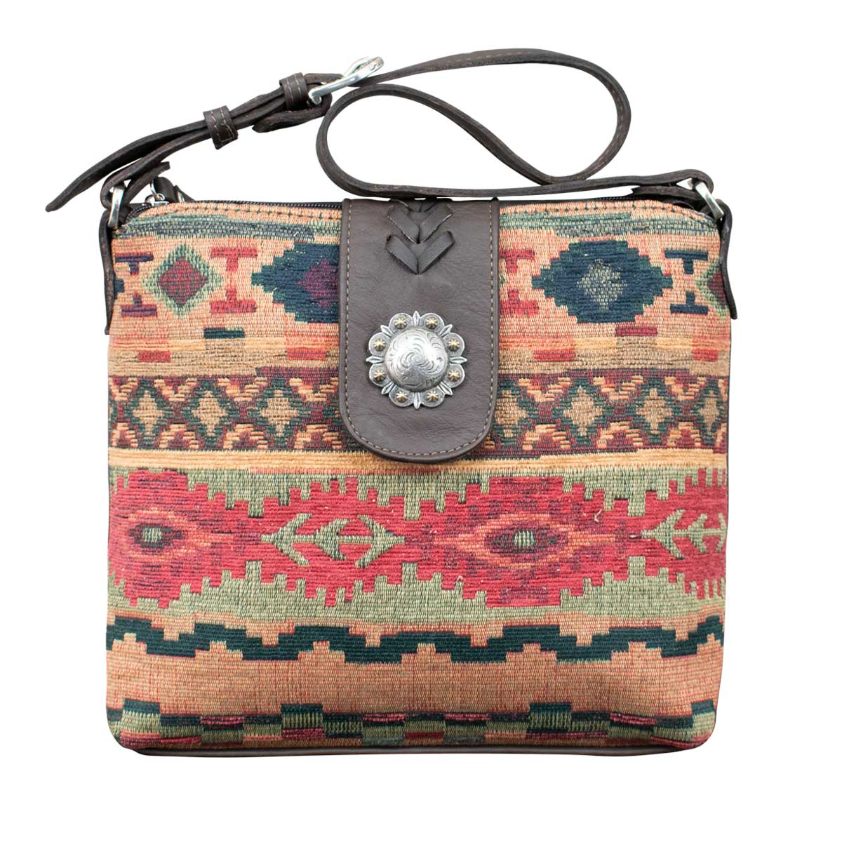 Hand Woven Santa Fe Tapestry Zip Top Shoulder Bag