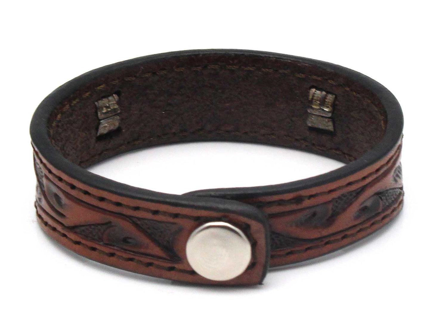 Hand Tooled Bracelet with Black Horse Hair