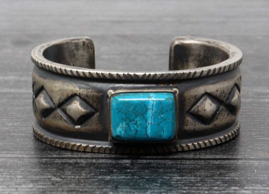 Ingot Bracelet Featuring Kingman Turquoise by Mike French
