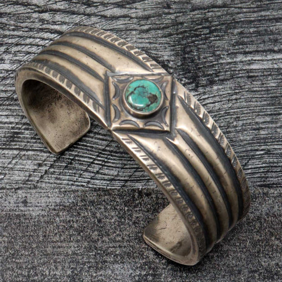 Handforged Ingot Silver Royston Turquoise Bracelet