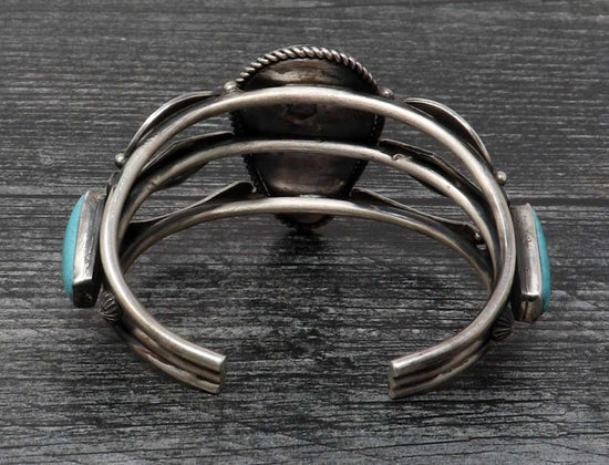 3 Stone Silver Bracelet Featuring Hubei Turquoise