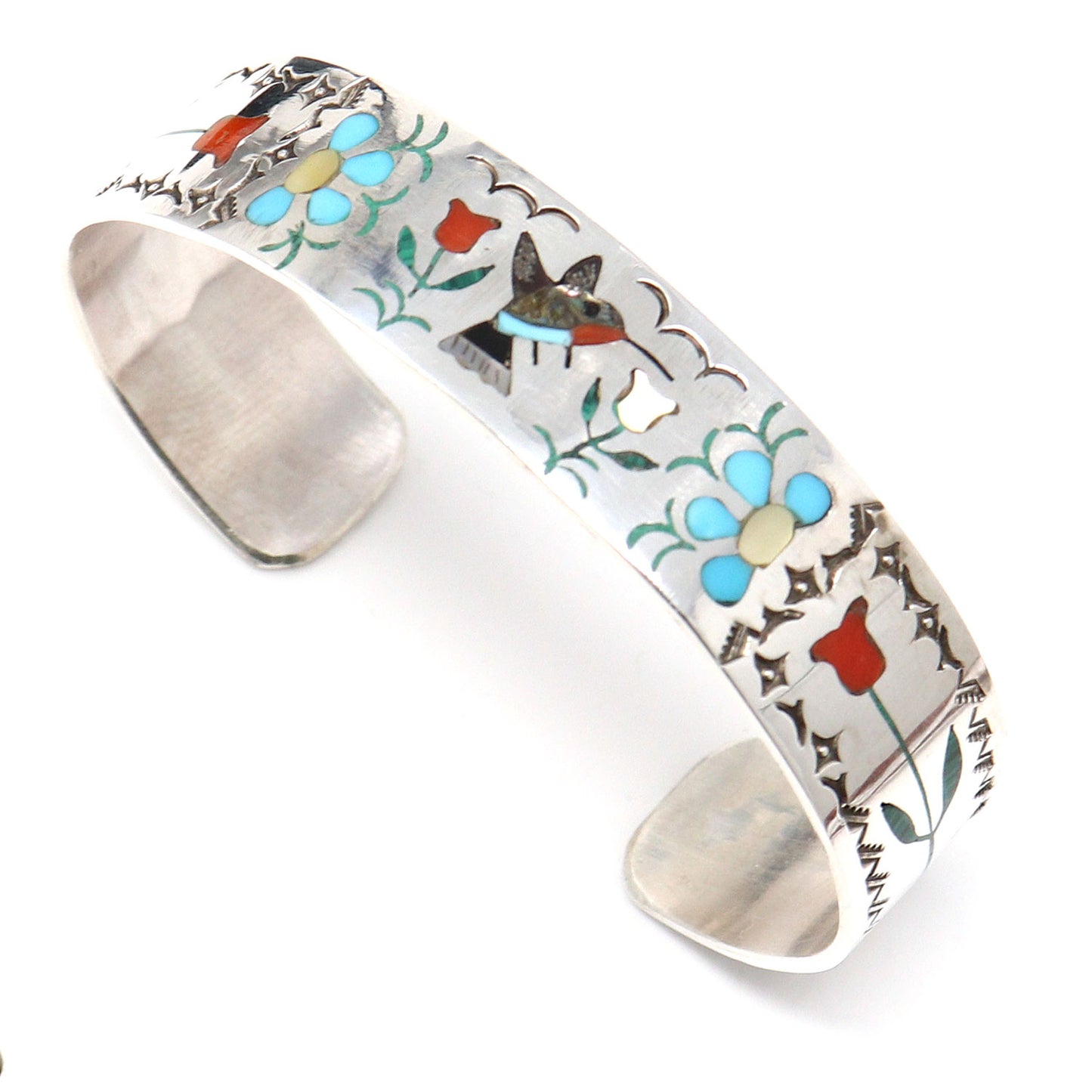 Intricately Inlaid Zuni Humming Bird  Bracelet By Guardian