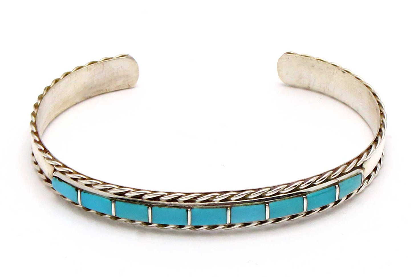 Zuni Turquoise & Silver Inlay Bracelet by Chavez