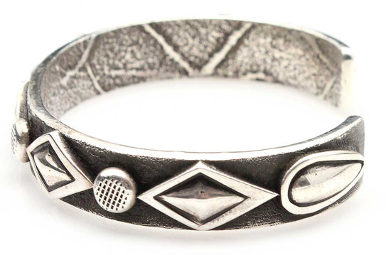 Navajo Applique Silver Cast Bracelet