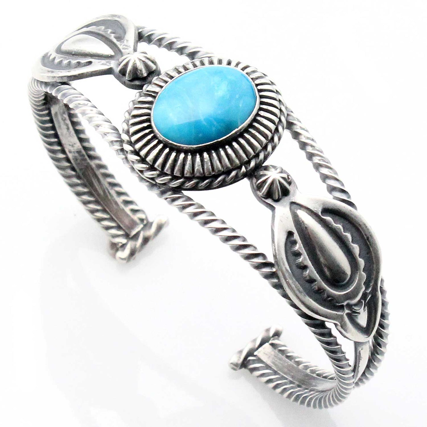 Three Wire Sterling Silver Bracelet with Chrysocolla Setting