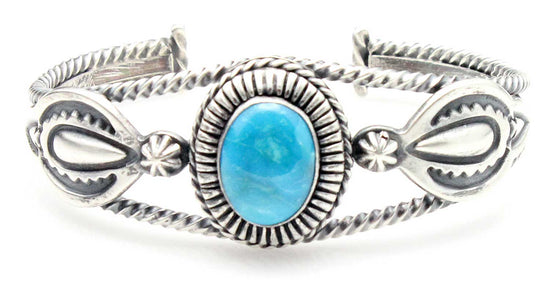 Three Wire Sterling Silver Bracelet with Chrysocolla Setting