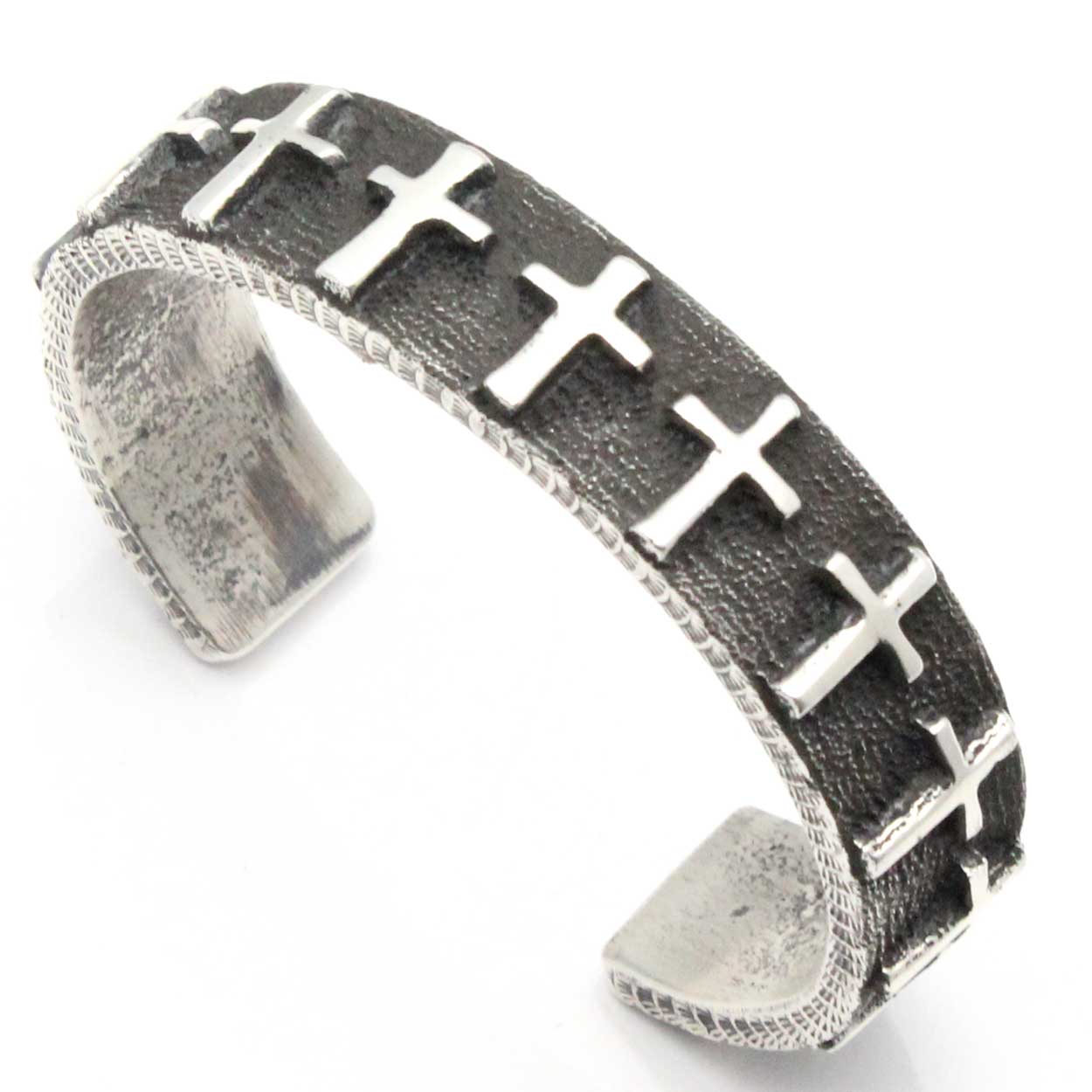 Silver Cross Cast Bracelet by Ernest Rangel