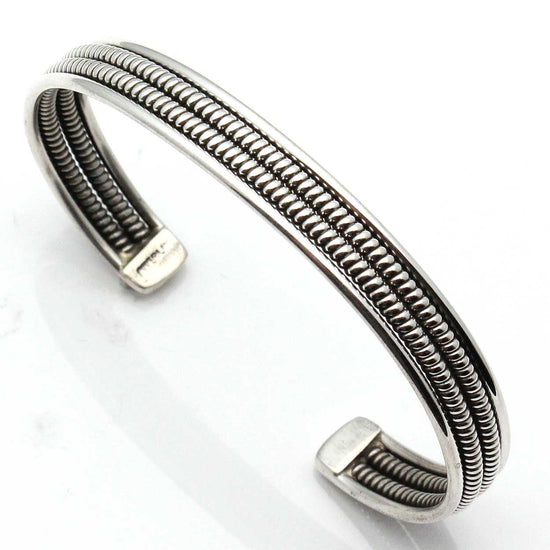 Navajo Sterling Silver Wire Bracelet by Tahe