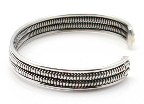 Navajo Sterling Silver Wire Bracelet by Tahe