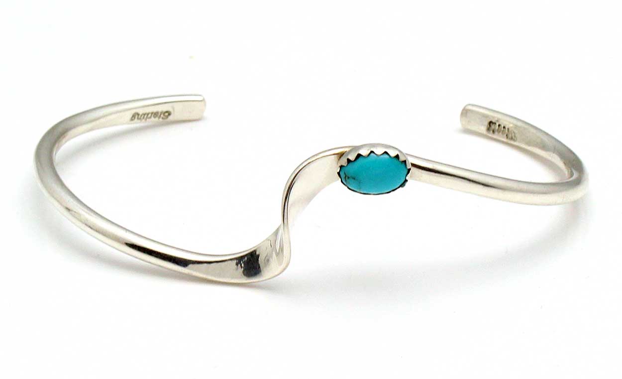 Sterling Silver & Turquoise Wave Bracelet