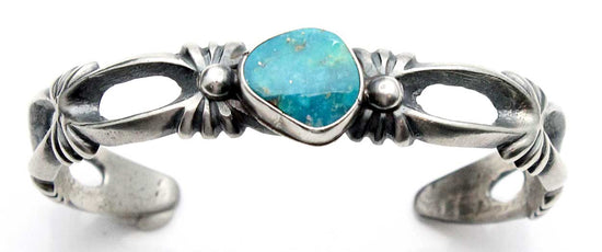 Cast Bracelet with Pilot Mountain Turquoise by Harrison Bitsui