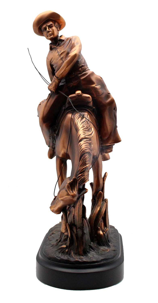 Patinated Copper Bronze Look Bronc Buster Statue