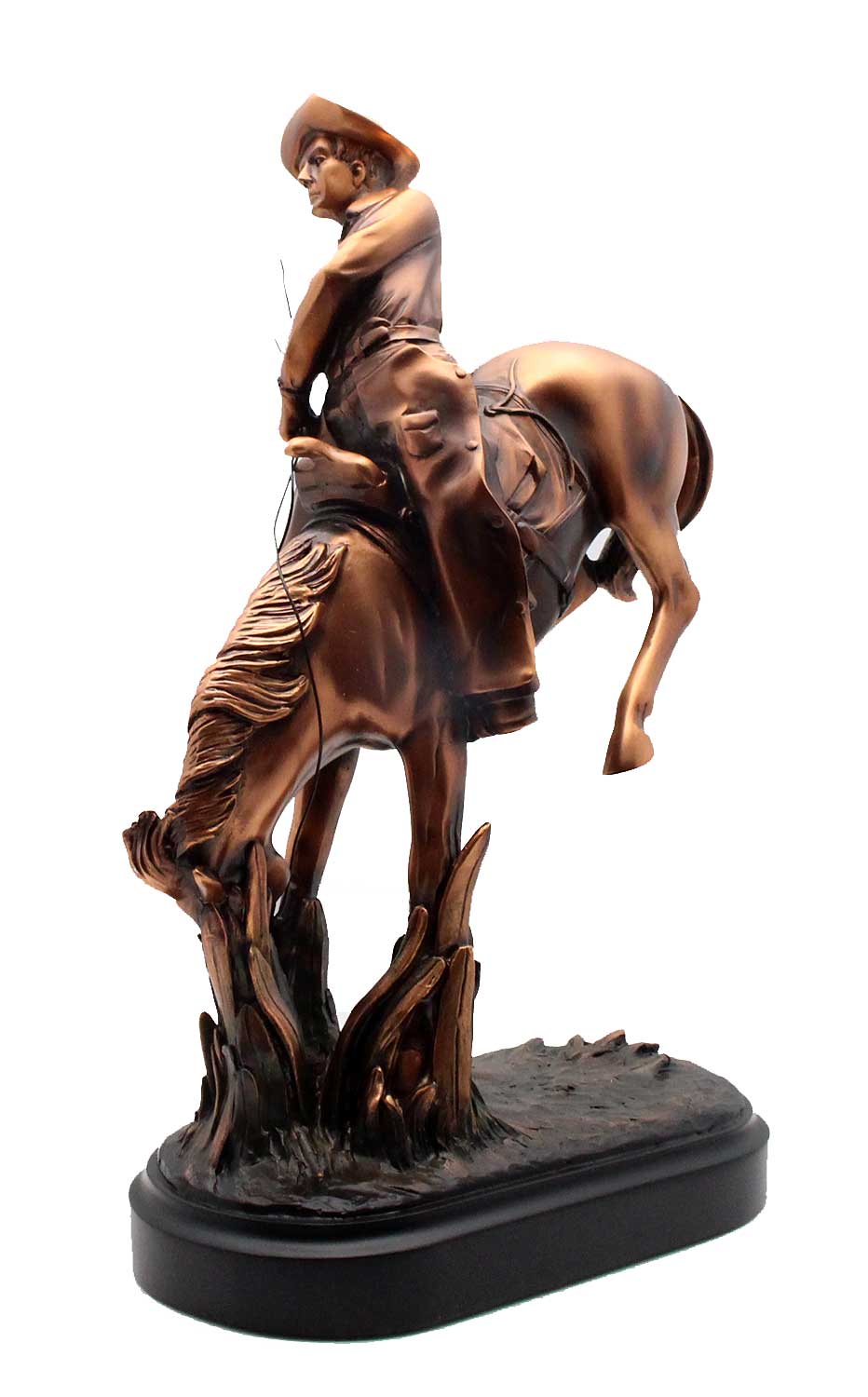Patinated Copper Bronze Look Bronc Buster Statue