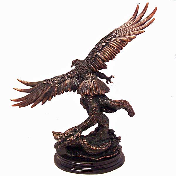 Large Soaring Bronze Eagle 27" W x 24" H