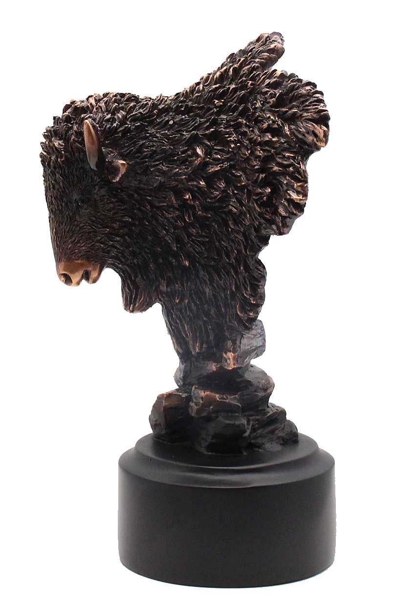 Bronze Buffalo Bust Figurine - Statue