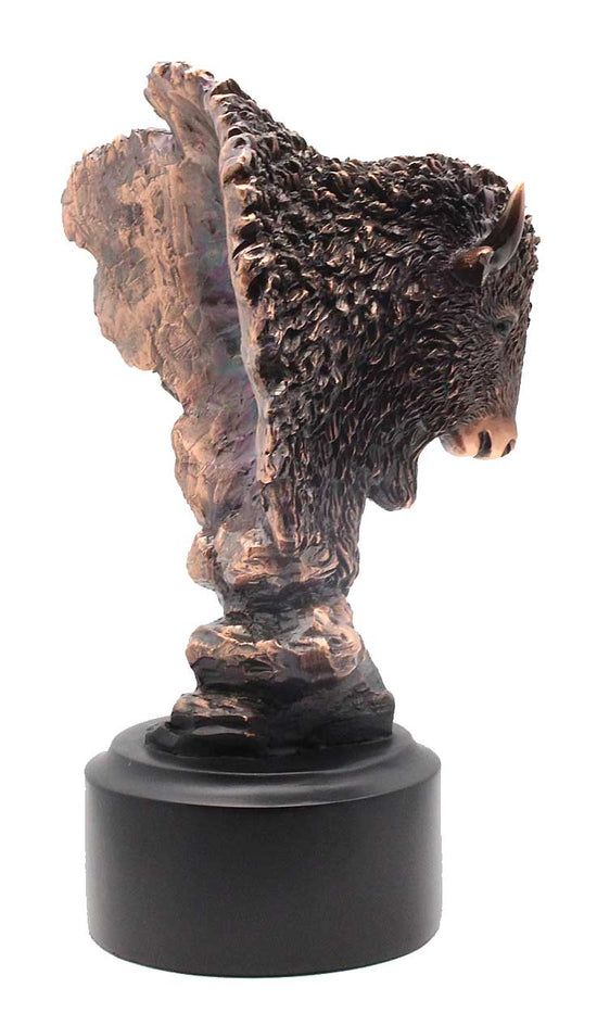 Bronze Buffalo Bust Figurine - Statue