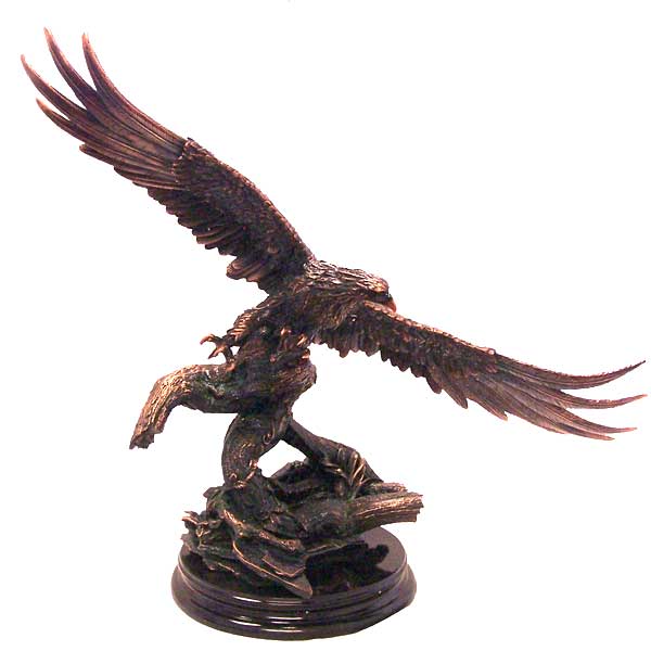 Large Soaring Bronze Eagle 27" W x 24" H