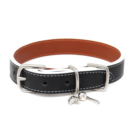 Black Stampede Leather Dog Collar