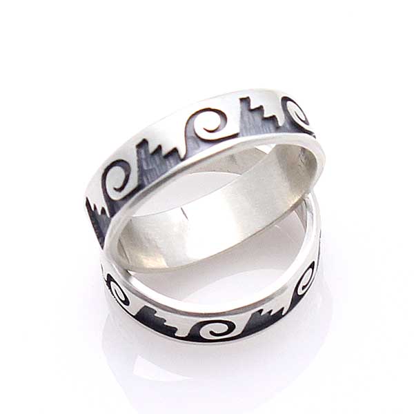Hopi Silver Ring - Clouds & Water