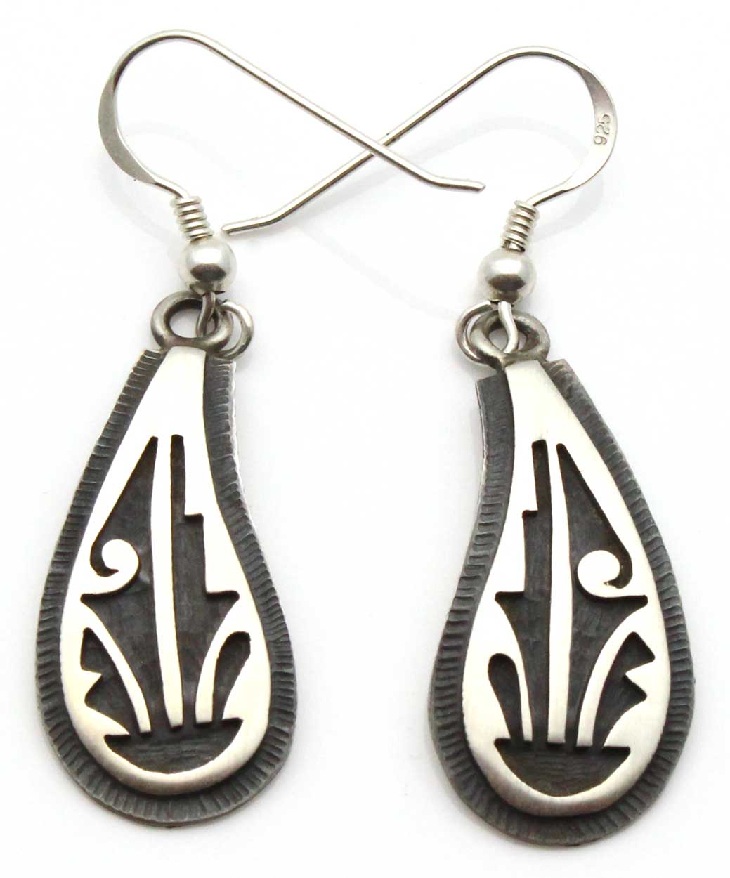 1 1/8" Hopi Silver Prayer Feathers Earrings