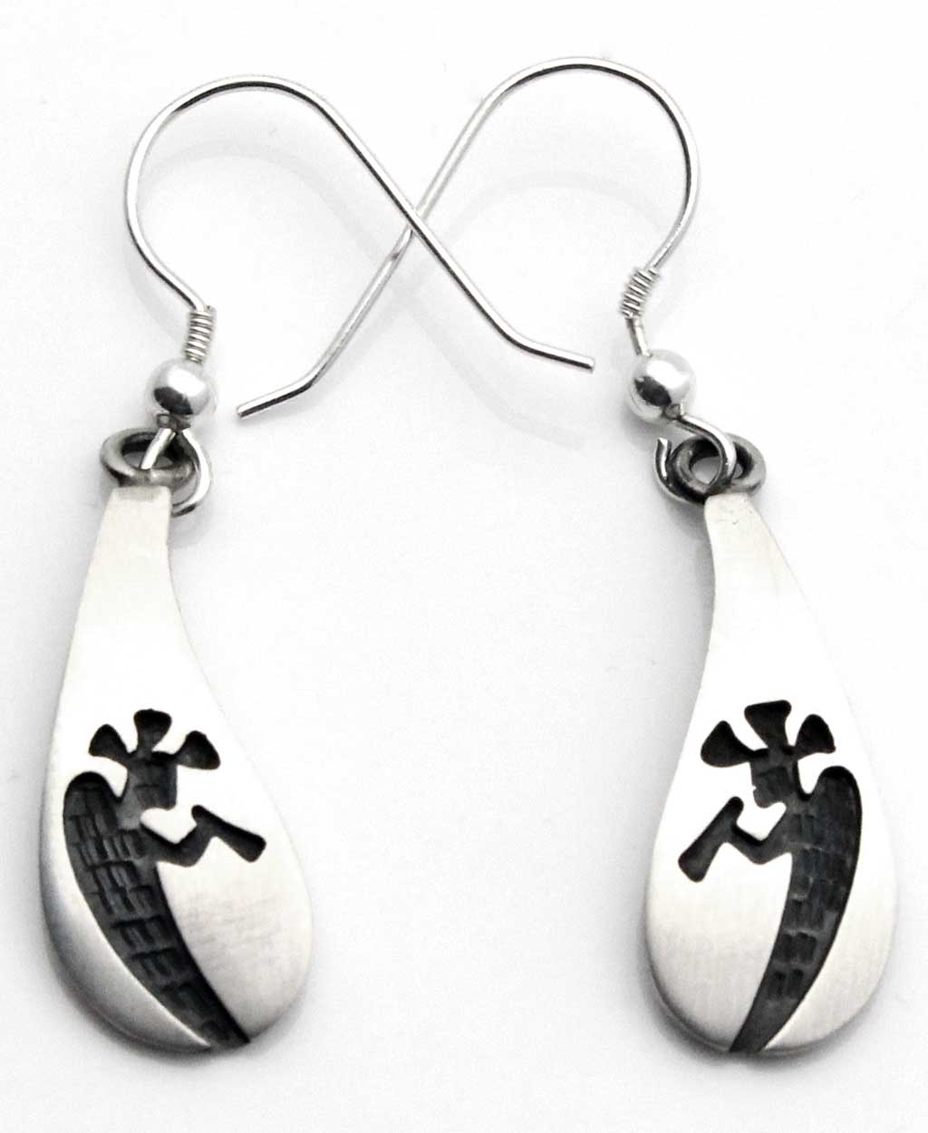 1" Hopi Overlay Kokopelli Earrings