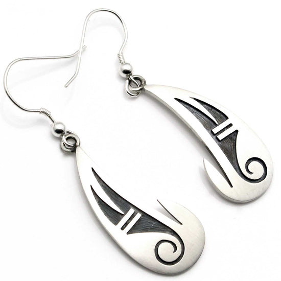 1 3/8" Hopi Sterling Silver Earrings - Clouds-Rain
