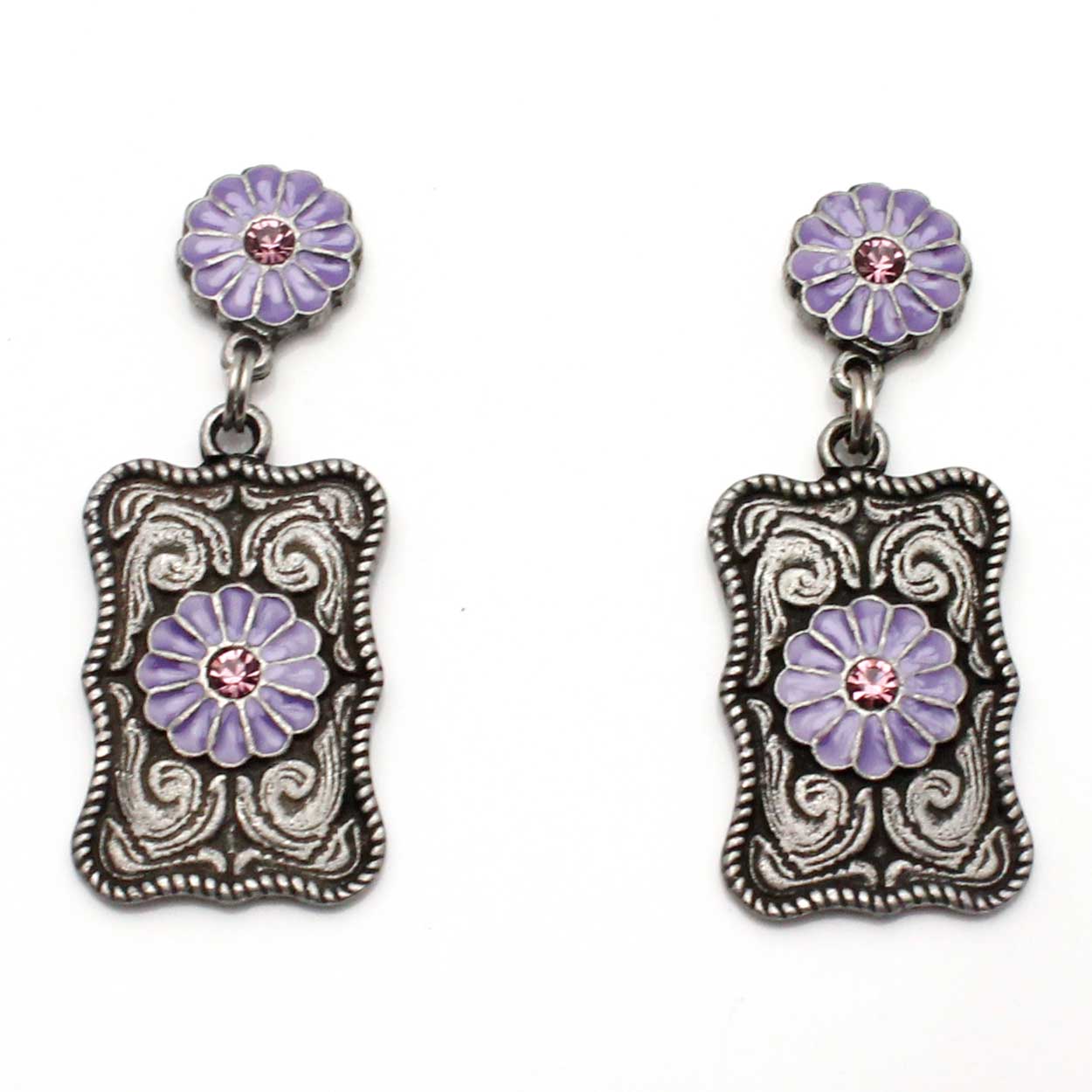 Western Floral Earrings In Lilac