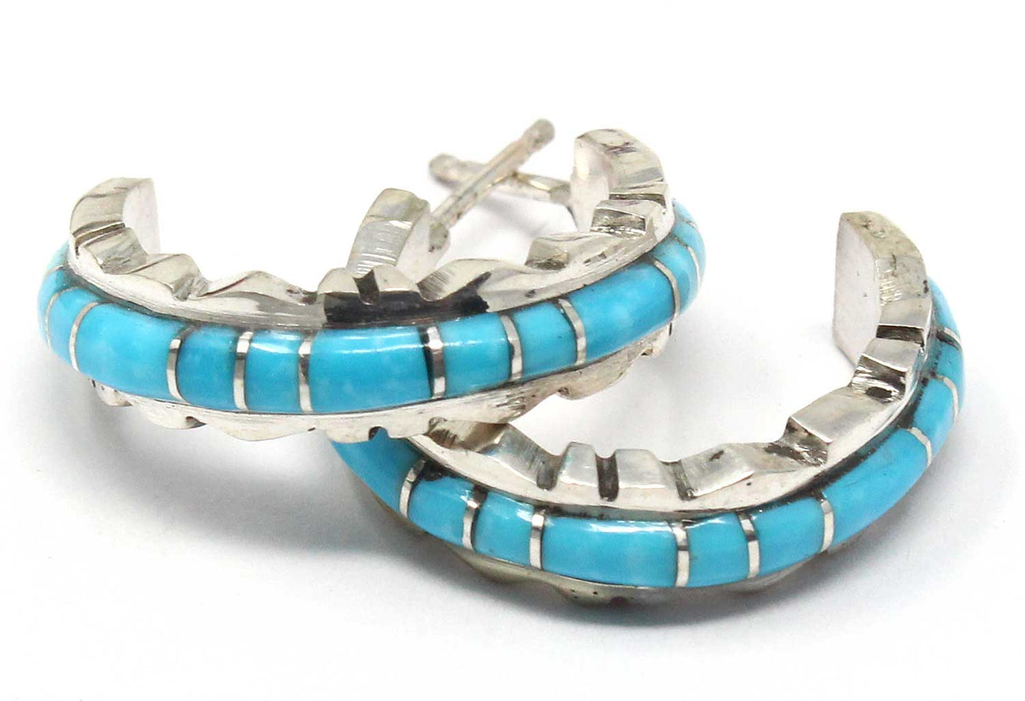 Zuni Turquoise Hoop Earrings by Lalio