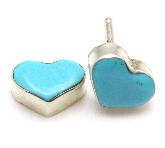 Zuni Turquoise Heart Stud Earrings by Booqua