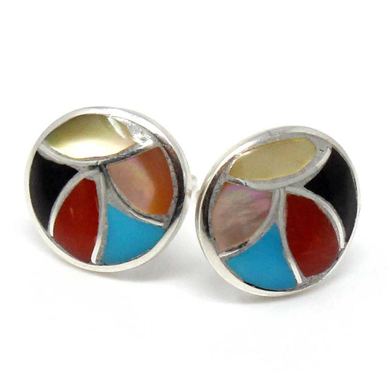 Zuni Multi Color Channel Inlay Earrings.