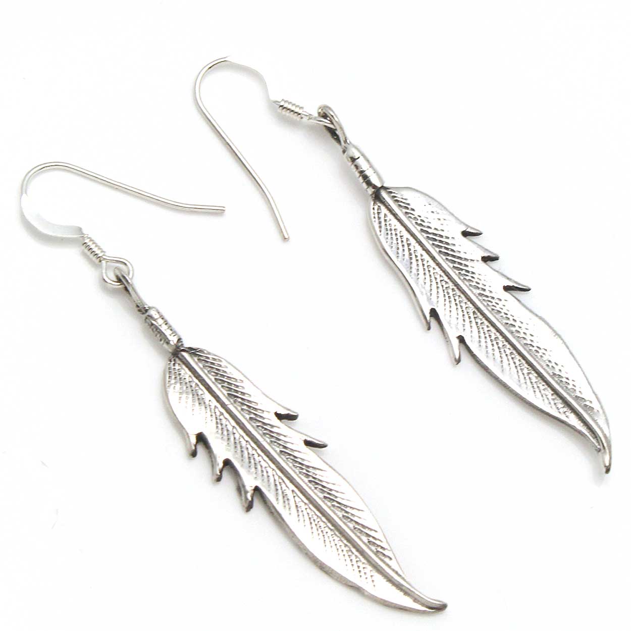Navajo Silver Feather Earrings by Joe